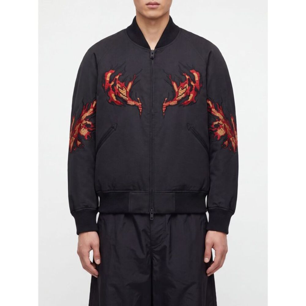 Y-3 Men Y-3 Black Nylon Bomber Jacket With Contrast Logo On The Back